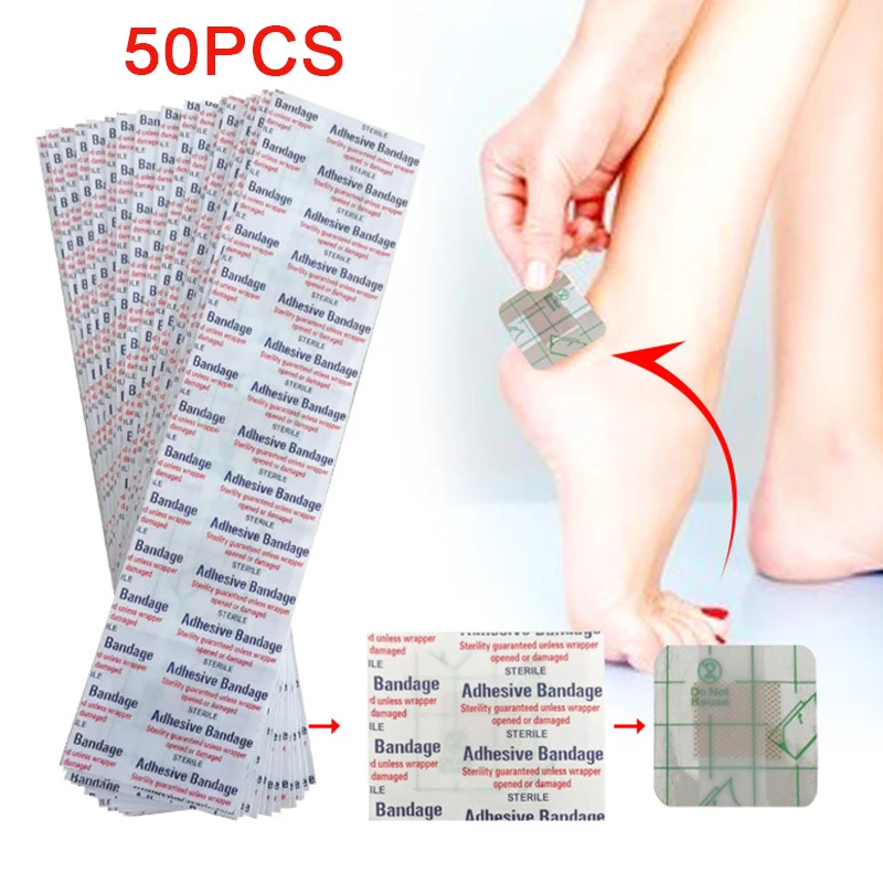 50PCS 38*38mm Transparent PU Wasserdichte Wundpflaster Pflaster Klebe Verband Schutz Aufkleber für Outdoor Home erste Hilfe Image