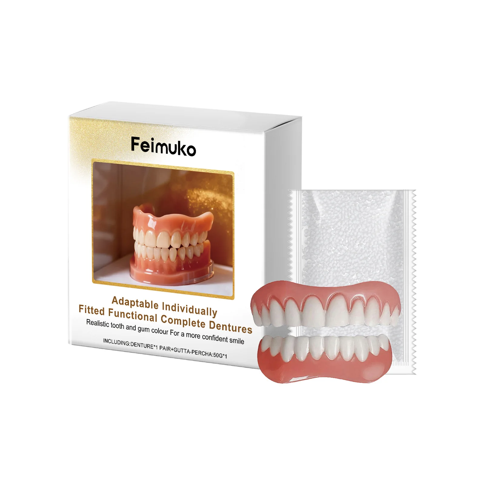 Neues Weiches Silikon-Prothesenset für Ober- und Unterkiefer, Komfortable Silikon-Einlagen für Zahnprothesen, Einfach zu Verwendendes Zahnpflegeset 2026 Image