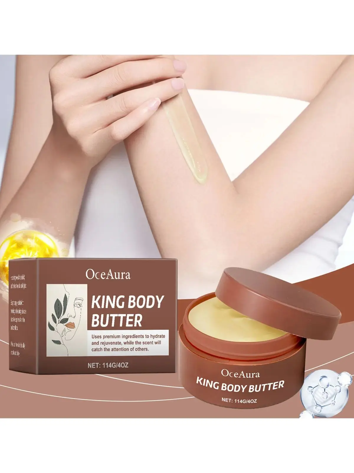 Sheabutter-Feuchtigkeitscreme, weiche, glatte Hautpflege, nährende Körperbutter, intensive Feuchtigkeit für trockene und raue Haut, Körperpflege Image