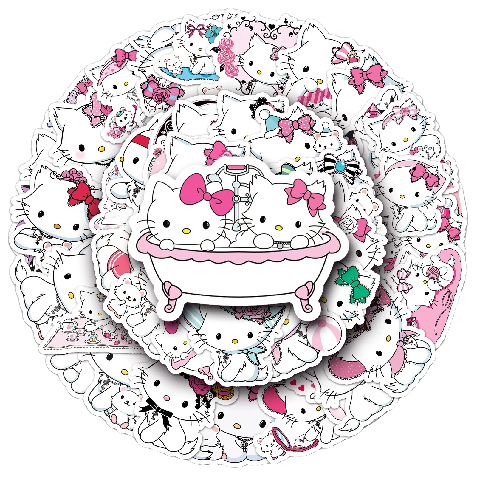 50 Stück Sanrio Kawaii Charmmy Kitty Aufkleber Niedliche Hello Kitty Sticker DIY Gitarre Notizbuch Laptop Handy Auto Graffiti Aufkleber Spielzeug