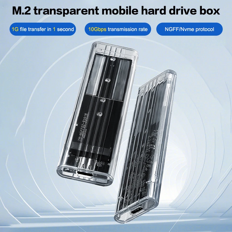 Transparentes M.2 NVME PCIe NGFF SATA Protokoll-Gehäuse USB Typ C 10Gbps Klares Externes Festplattengehäuse für Laptop Handy PCI-E Gehäuse Image