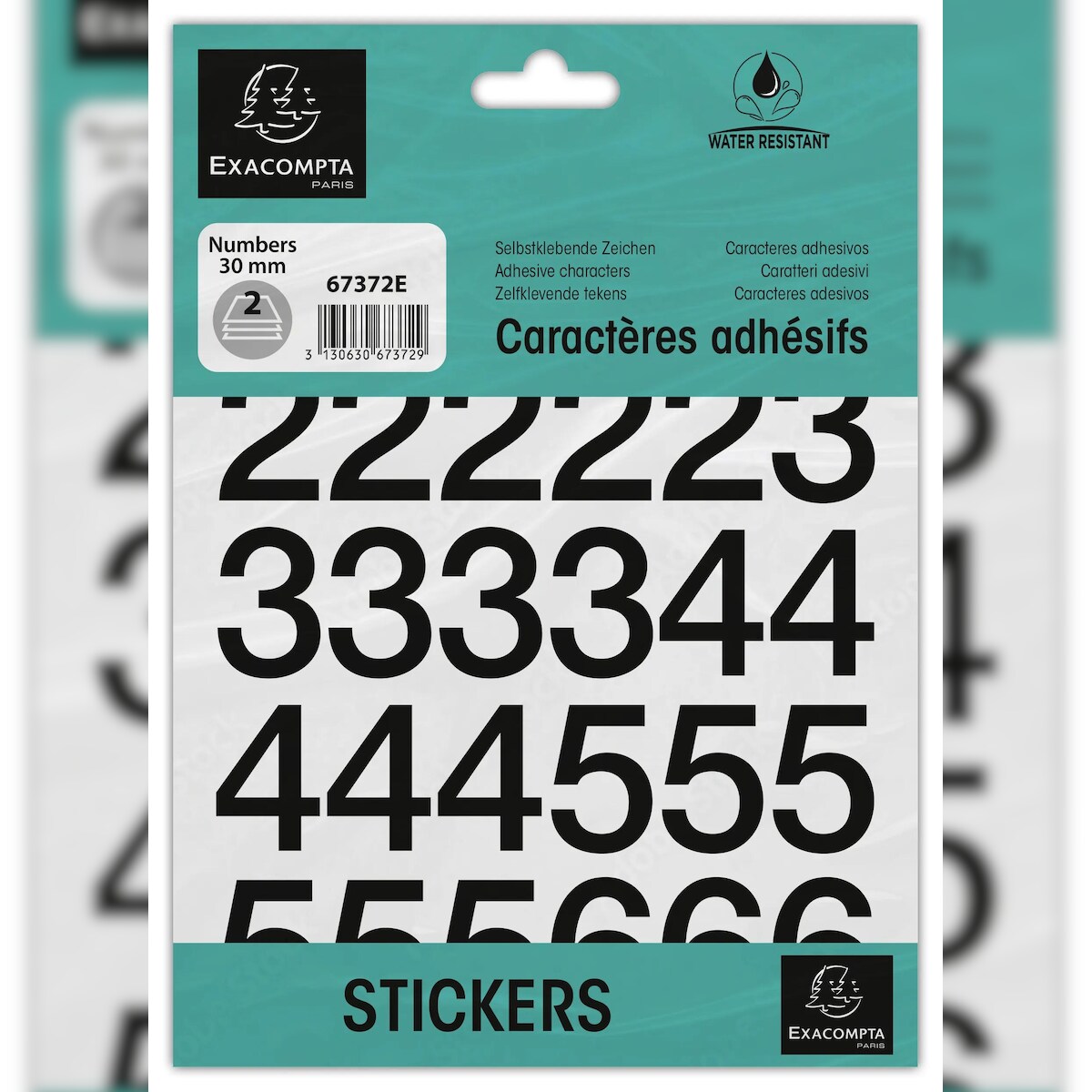 Exacompta 67372E Packung mit selbstklebenden, schwarzen Zahlen 0-9 30 mm - Schwarz Image