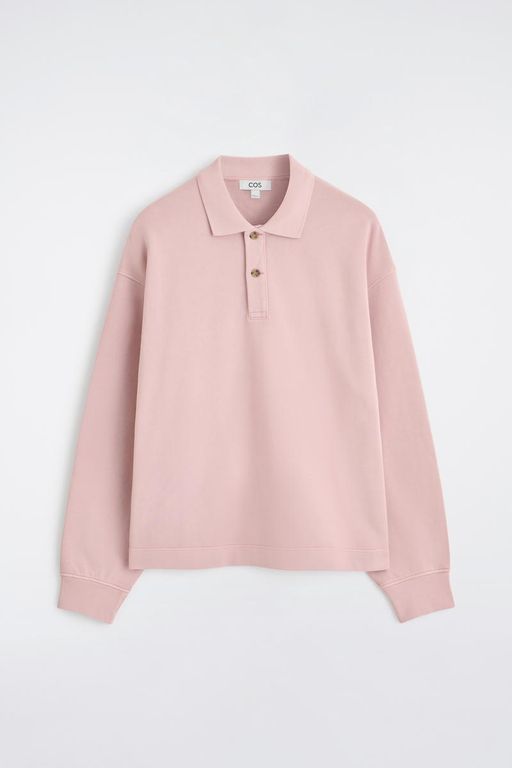 Washed-Cotton Polo Sweatshirt - Pink - COS Sweats