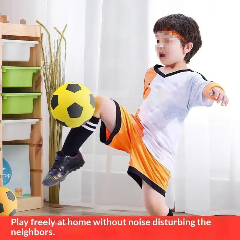 Ensemble de football en mousse PU, 3 couleurs, ballon d'entraînement silencieux à haute élasticité avec sac en filet pour le développement des compétences à domicile