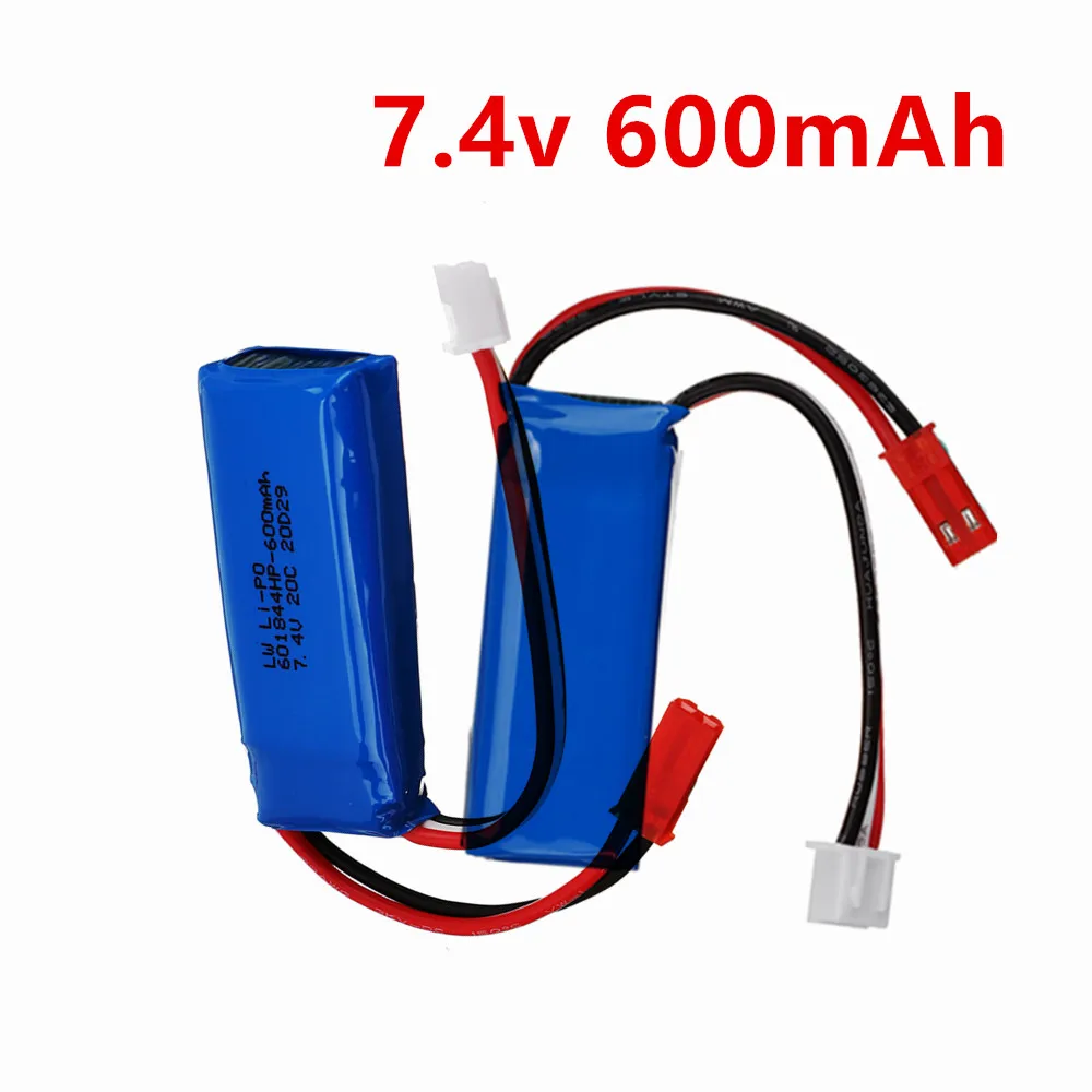Batteria Lipo 7.4V 2S 600mAh 20C per Auto RC WLtoys K969 K979 K989 K999 P929 P939, Accessori per Giocattoli, Batteria 2S 7.4V 601844