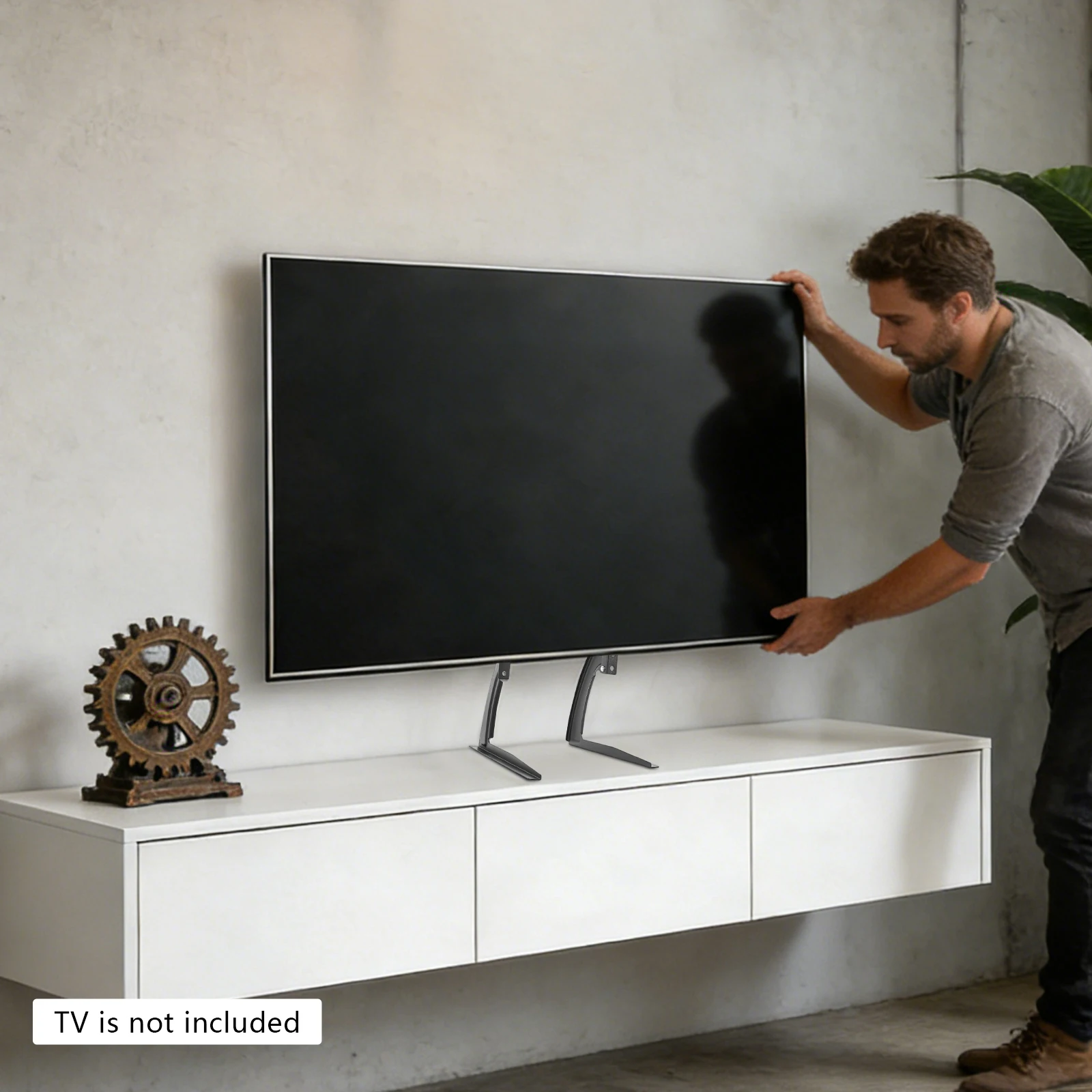 Support TV LCD, support TV universel pour téléviseurs de 32 à 70 pouces, support TV en acier robuste avec réglage en hauteur, charge maximale 77,2 lbs