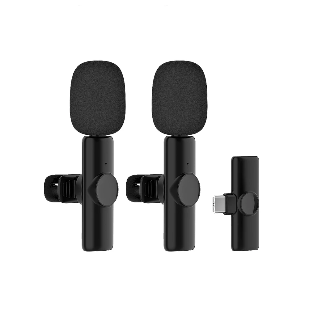 Microfono Lavalier Wireless microfono portatile con risvolto registrazione Audio Video Mini microfono per telefono iPhone trasmissione in diretta Android