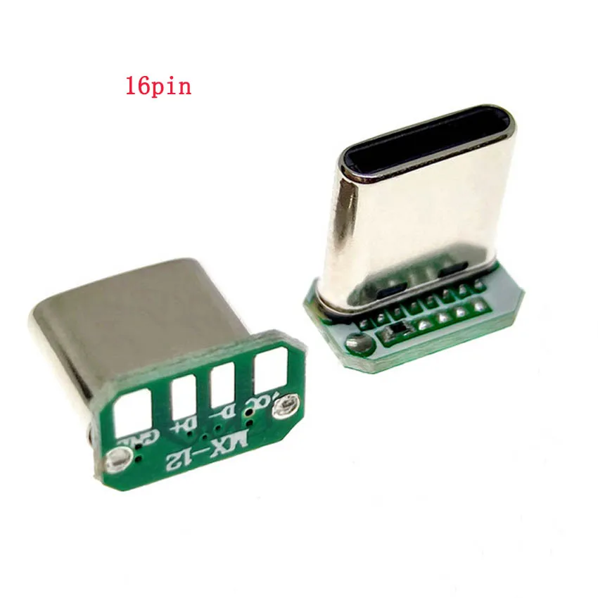 1-10 pz USB 3.1 Tipo C Patch Board Verticale 16pin 4 Filo di Saldatura Banda Dati PCB Scheda USB Testa Maschio 16P Usb C connettore