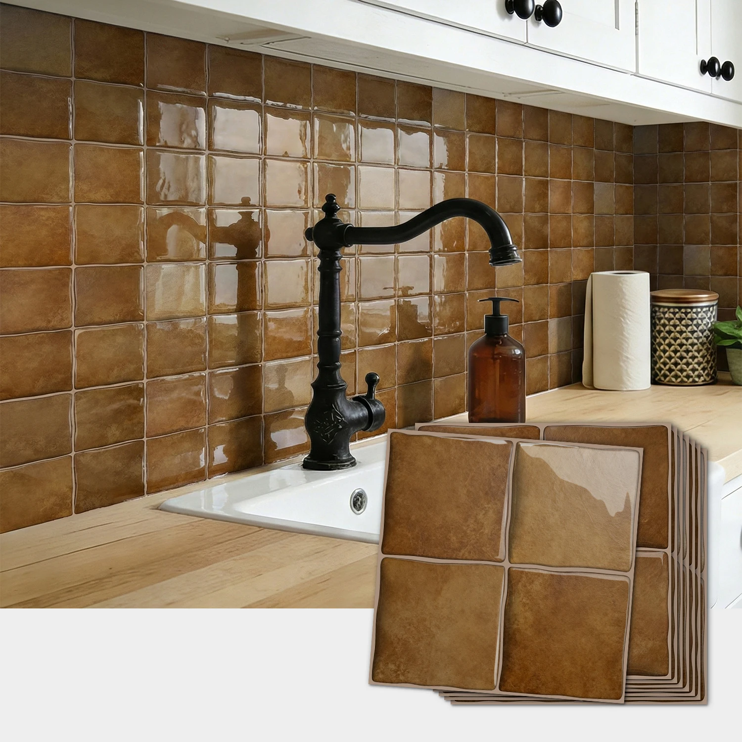 Selbstklebende Fliesenaufkleber zum Abziehen und Aufkleben, selbstklebende Fliesenaufkleber, Dekoration für Küchen- und Badezimmerwände, Schlafzimmerdekoration