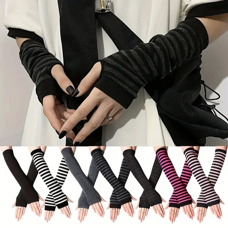 Outdoor Y2K Punk Lange Fingerlose Handschuhe Manschette für Frauen Männer Hip-hop Handschuh Ellenbogen Fäustlinge Cool Stretch Winter Arm wärmer Fäustling