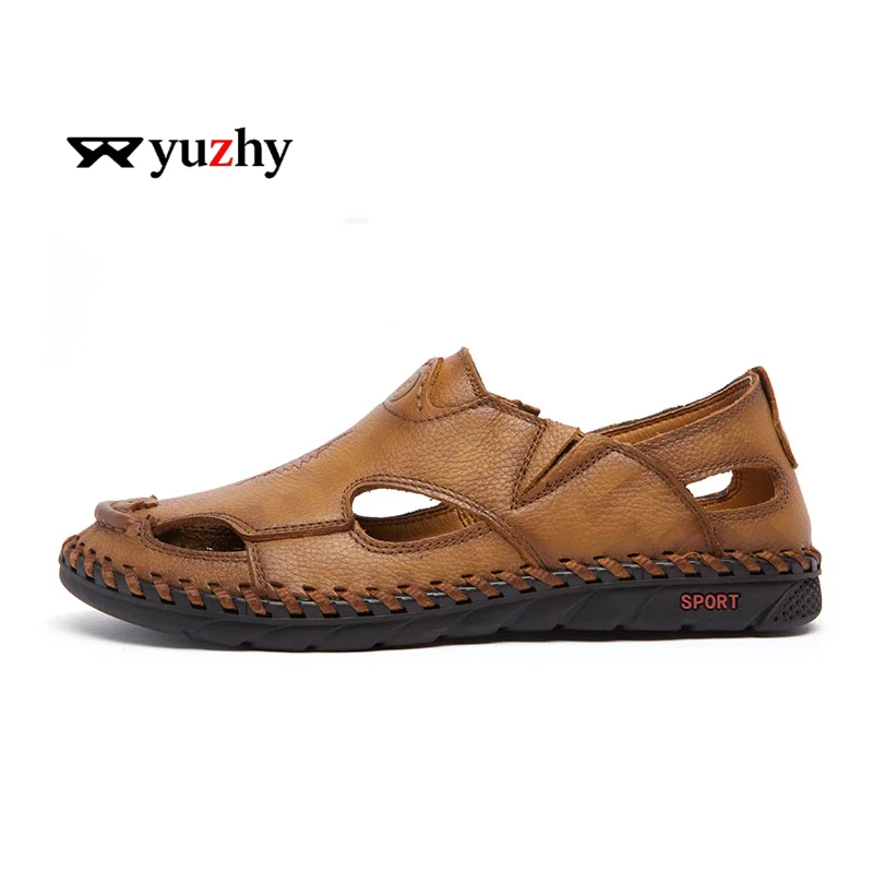 Sommer-Herrensandalen aus echtem Leder, Freizeitschuhe für Herren, Outdoor-Herrensandalen aus Leder für Herren, Strandschuhe, römische Herrenschuhe