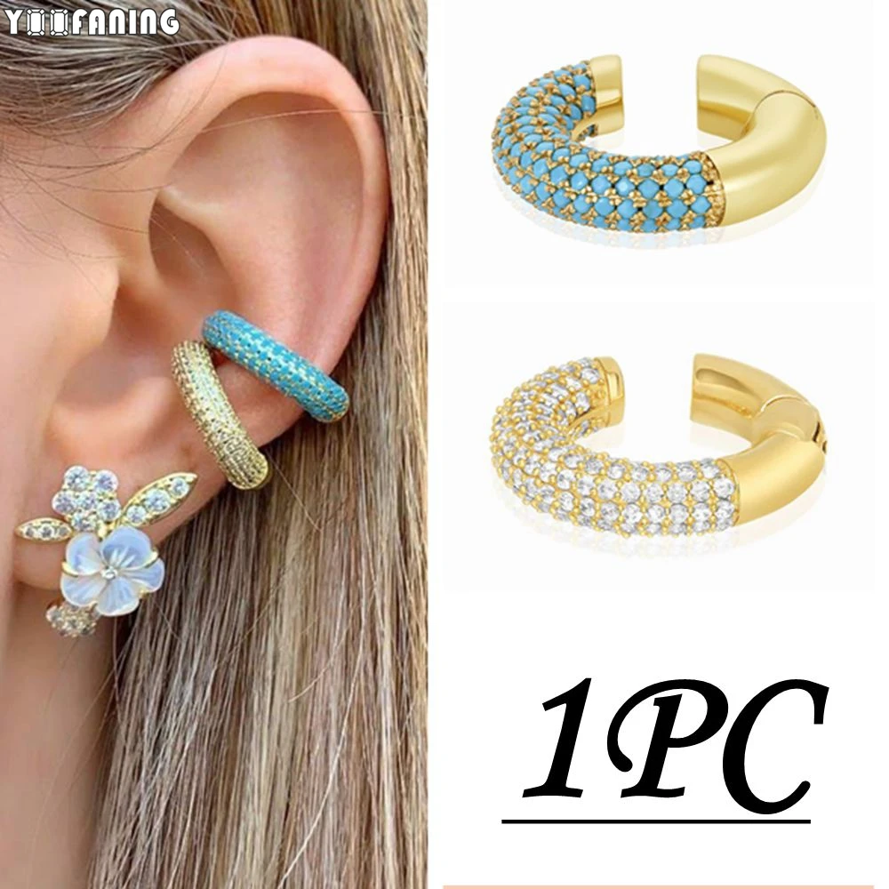 1pc Sterling Silber Ohr nadel neue fortschritt liche C-förmige Gold Ohrring farbige Zirkon Luxus Ohrringe für Wome Party Hip Hop