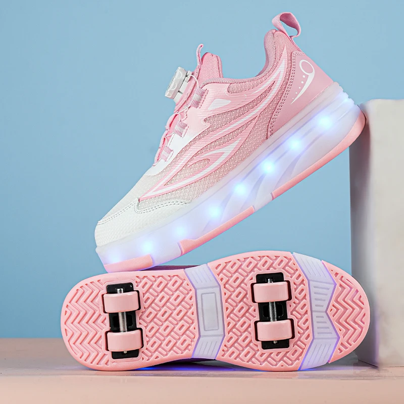 Neue vierrädrige, wandelbare Laufschuhe, Kinder-Rollschuhe, koreanische Version, Sportschuhe für Schüler, Kinderschuhe