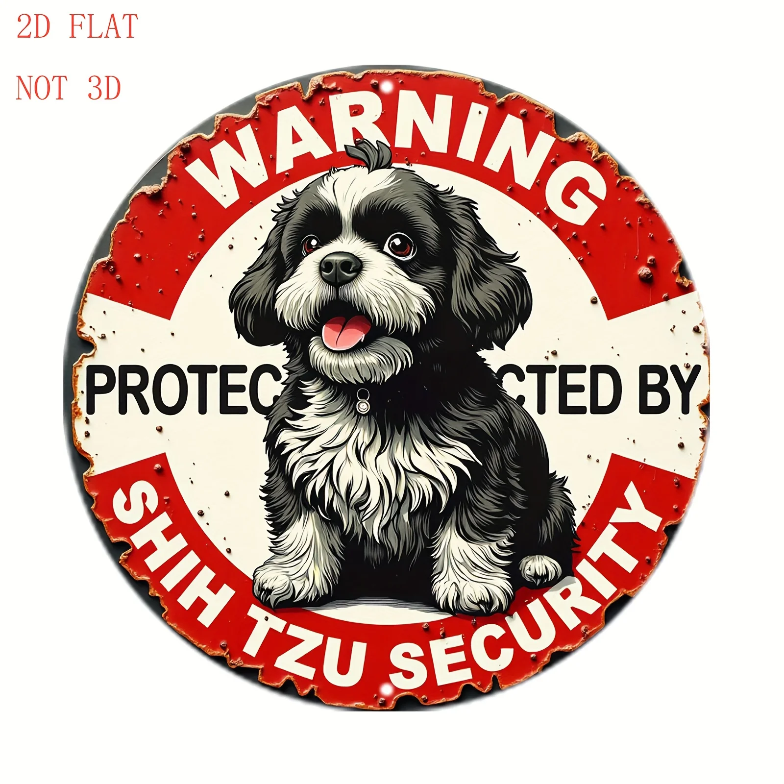 8-Zoll-Sicherheitswarnschild mit entzückendem Hundemotiv, rundes Aluminium-Wandschild | 1 Stück, Weihnachtsgeschenke, klassisches Zuhause Image