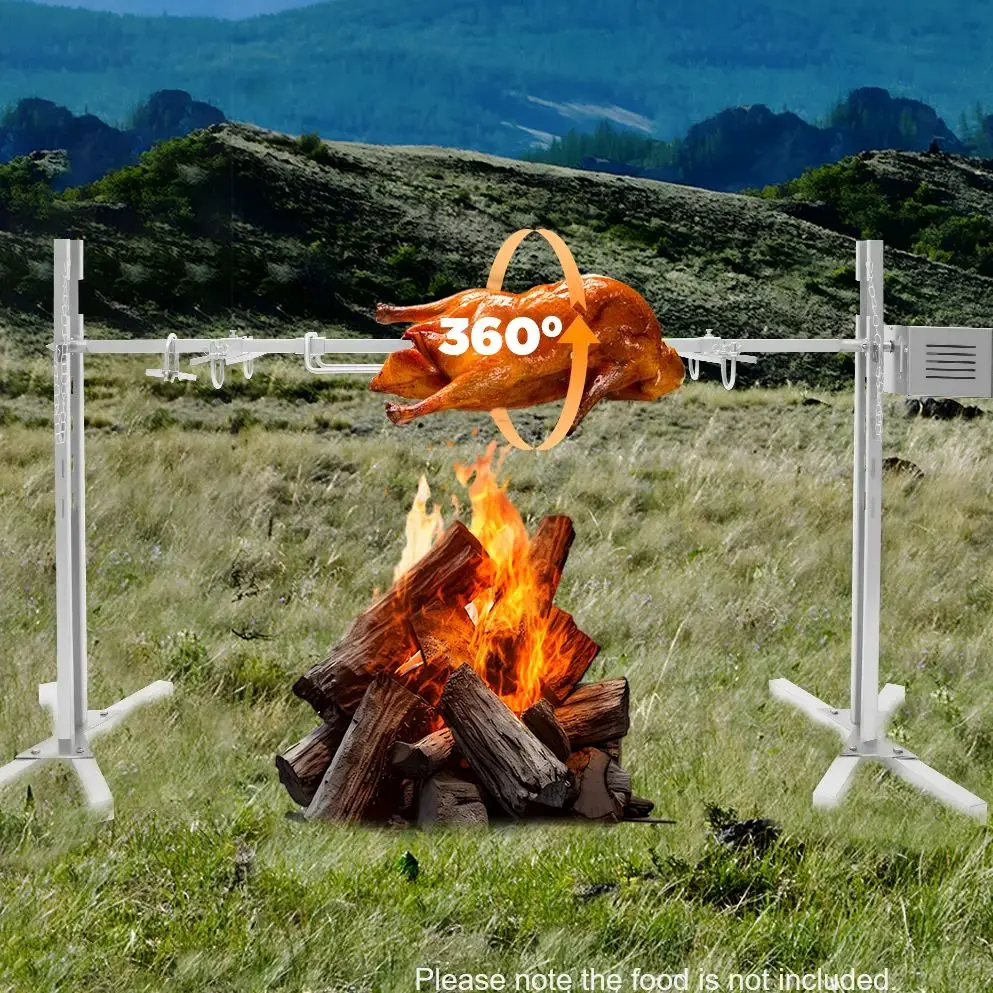 53 Zoll 20W Elektrischer Grillrost Automatischer Elektro-BBQ-Drehspieß-Grill-Kit aus Edelstahl mit 5 Gängen und höhenverstellbar Image