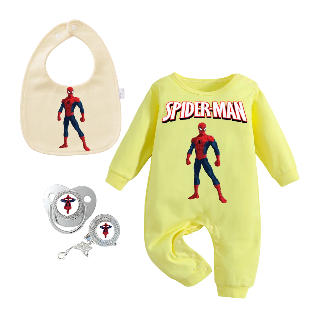 Baby Krabbelanzug Lätzchen Schnuller Aufkleber Set 0-6 Monate Neugeborenen Pflege-Kit Image