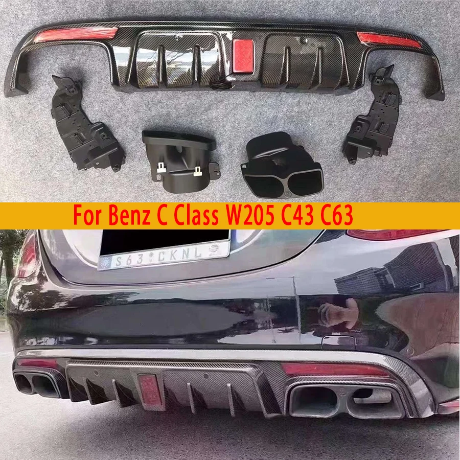 Für Mercedes Benz C-Klasse W205 C43 C63 Carbonfaser-Hecklippe Auto-Heckstoßstangen-Diffusor Heckspoiler Autozubehör Image