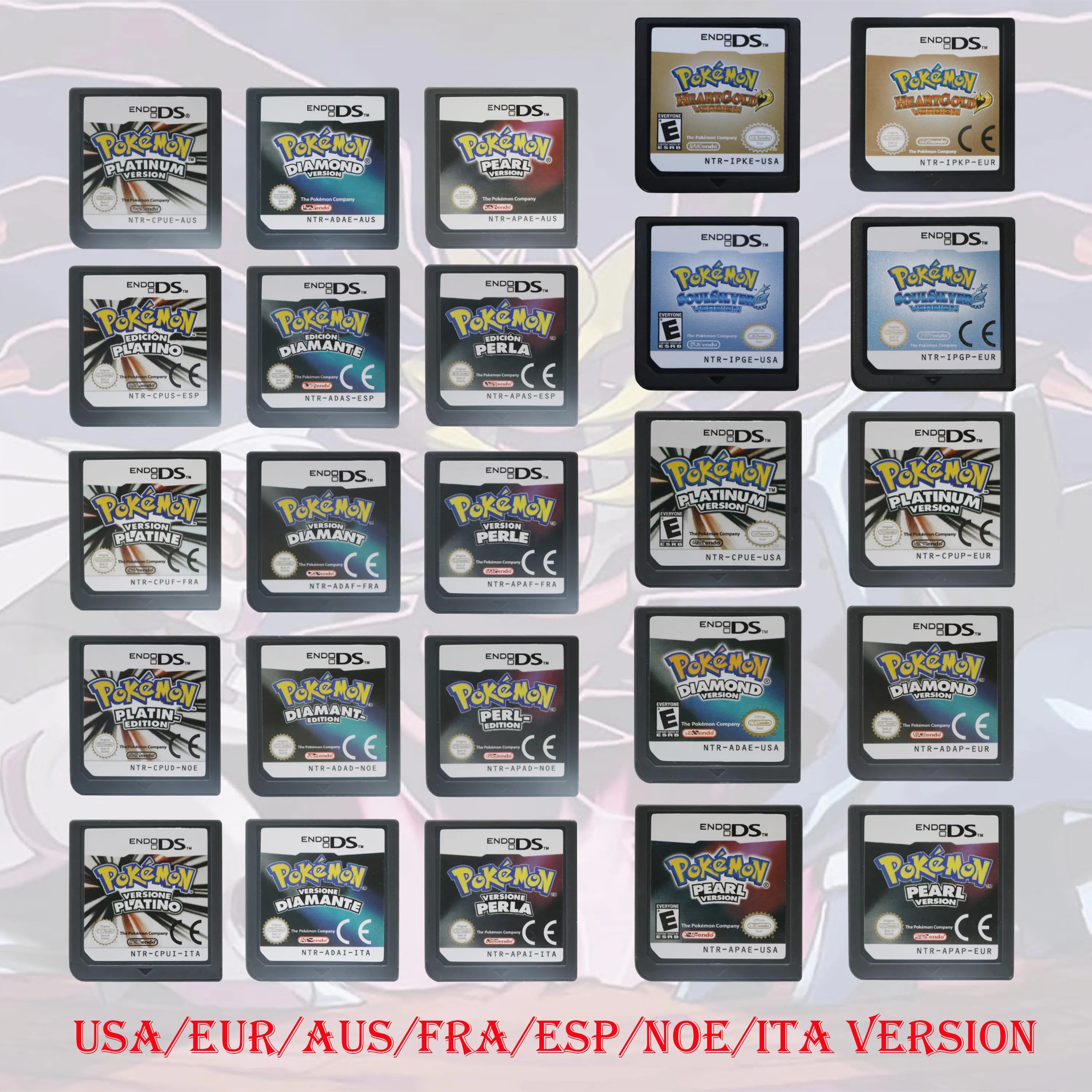 NOE/ESP/ITA/FRA/USA/EUR/AUS Version Pokemon HeartGold SoulSilver Platinum Diamond Pearl Videospielkarte für DS 2DS 3DS Konsole Image