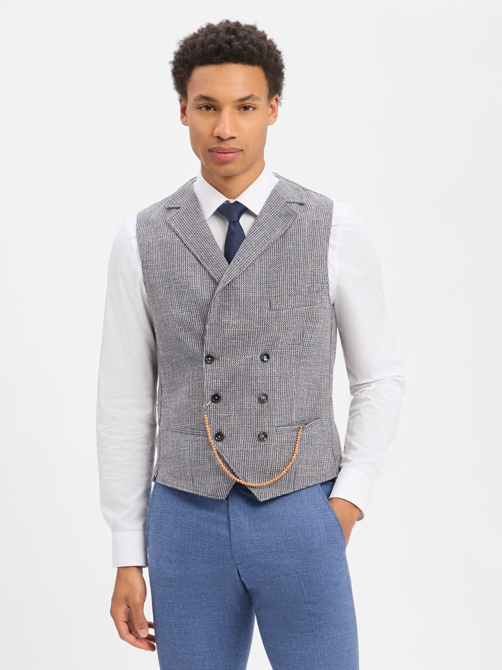 CG - CLUB of GENTS Anzugweste mit Wollanteil Herren Regular Fit Baumwolle blau, 50 Image