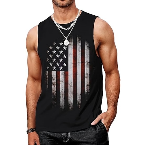 Amerikas 250. Jahrestag Tag der Unabhängigkeit Herren Grafik Workout-Tanktop Lauf-Tanktop Fitness-Tanktop Ärmellos Tanktop Sommer Schnelltrocknend Weich Atmungsaktiv Fitnesstraining Gehen Joggen Image