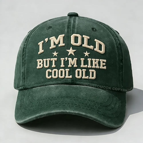 Vintage Baseballkappe im Used-Look mit Stickerei: „Ich bin alt, aber cool alt." Lustige Retro-Dad-Cap, verstellbare Baumwollmütze im Vintage-Stil für Damen und Herren, lässige Trucker-Cap für Image