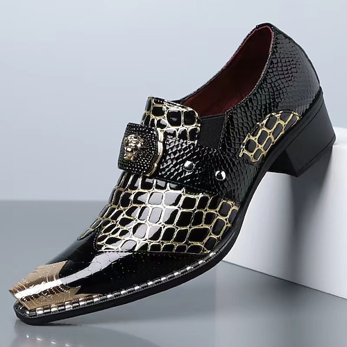 Herren-Monk-Strap-Schuhe aus dunkelbraunem Kunstleder – elegante Schuhe mit Krokodilprägung, geeignet für Business, Hochzeiten und festliche Anlässe Image