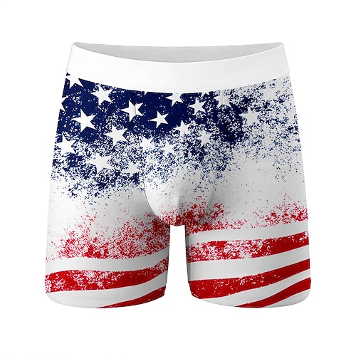 Herren 250. Jahrestag des Unabhängigkeitstages der USA am 4. Juli US Flagge Dehnbare Boxershorts Badeshorts Boxer-Badeshorts Patriotisch Lässig Heim Strandurlaub Elastischer Bund Image