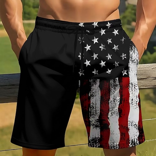 Herren 250. Jahrestag des Unabhängigkeitstages der USA am 4. Juli US Flagge 1776 Badehosen Badeshorts Boardshorts Mittlere Taille Patriotisch Ferien Seitentaschen Netzfutter Elastischer Kordelzug in Image
