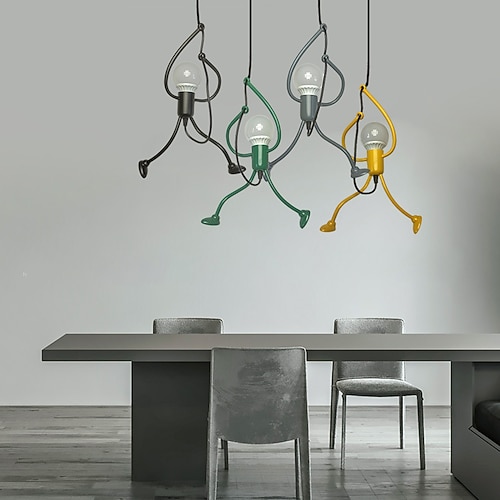 Vintage-Kronleuchter „Kleiner Mann" aus Eisen im modernen Stil, LED-Deckenleuchte für Wohnzimmer Image