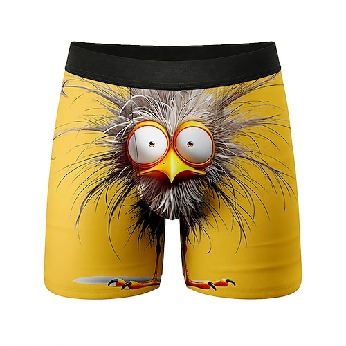 Herren Tiermotiv Cartoon Küken Dehnbare Boxershorts Badeshorts Boxer-Badeshorts Lustig Lässig Heim Strandurlaub Elastischer Bund Feuchtigkeitsableitend Atmungsaktive Unterwäsche Designer Bekleidung Image