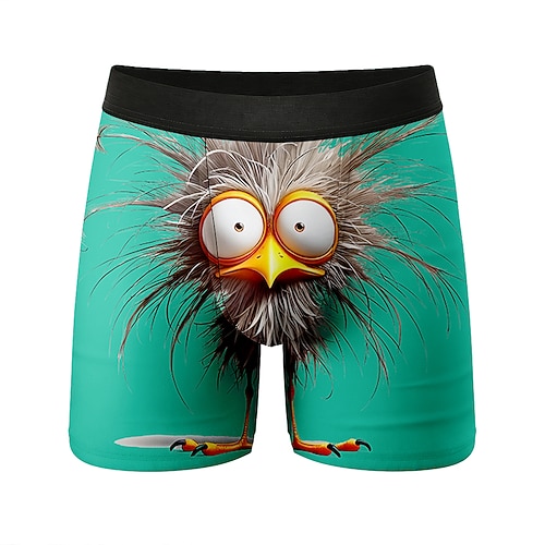 Herren Tiermotiv Cartoon Küken Dehnbare Boxershorts Badeshorts Boxer-Badeshorts Lustig Lässig Heim Strandurlaub Elastischer Bund Feuchtigkeitsableitend Atmungsaktive Unterwäsche Designer Bekleidung Image