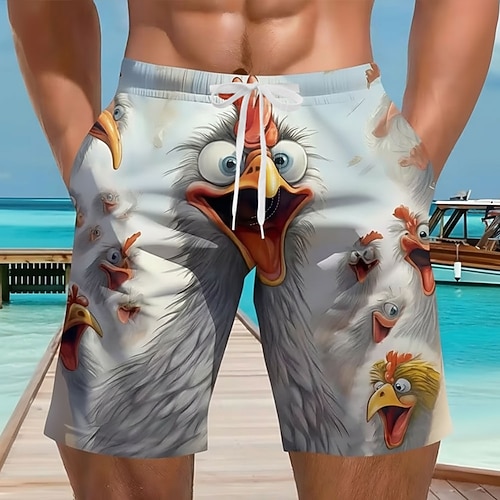 Herren Tiermotiv Krokodil Elefant Badehosen Badeshorts Boardshorts Mittlere Taille Lustig Strandurlaub Seitentaschen Netzfutter Elastischer Kordelzug in der Taille Designer Bekleidung Image