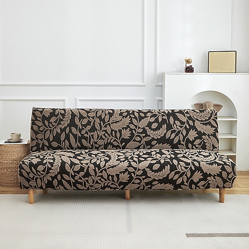 Jacquard-Samt-Sofabettbezug, hochelastisch, komplett abnehmbar, integrierter Sofaschutz für klappbare, armlose Schlafsofas, Wohnzimmer, Zuhause, vier Jahreszeiten Image