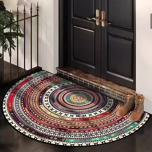 Fußmatte im amerikanischen Stil mit Blumenmuster, rutschfest, schmutzabweisend, für Eingangsbereich und Flur, leicht zu reinigen Image