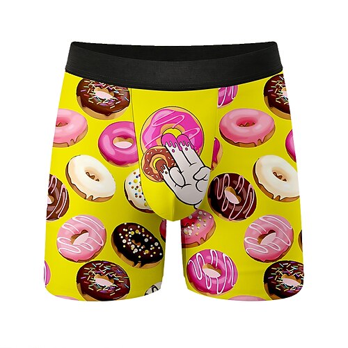 Herren Donuts Eiscreme-Finger Dehnbare Boxershorts Badeshorts Boxer-Badeshorts Lustig Lässig Heim Strandurlaub Elastischer Bund Feuchtigkeitsableitend Atmungsaktive Unterwäsche Designer Bekleidung Image