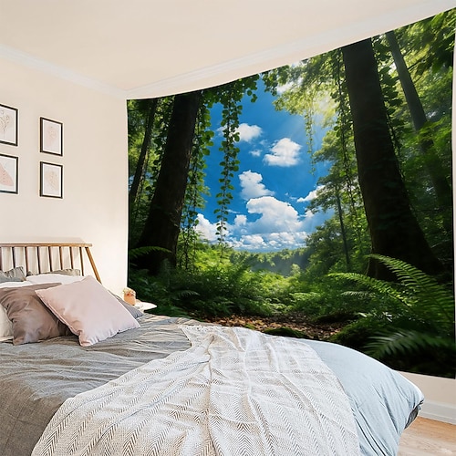 Moderner Wandteppich mit malerischer Landschaft für Schlafzimmer, Wohnzimmer, Studentenwohnheim, Zimmer im Studentenwohnheim, Heimdekoration, Fotohintergrund Image