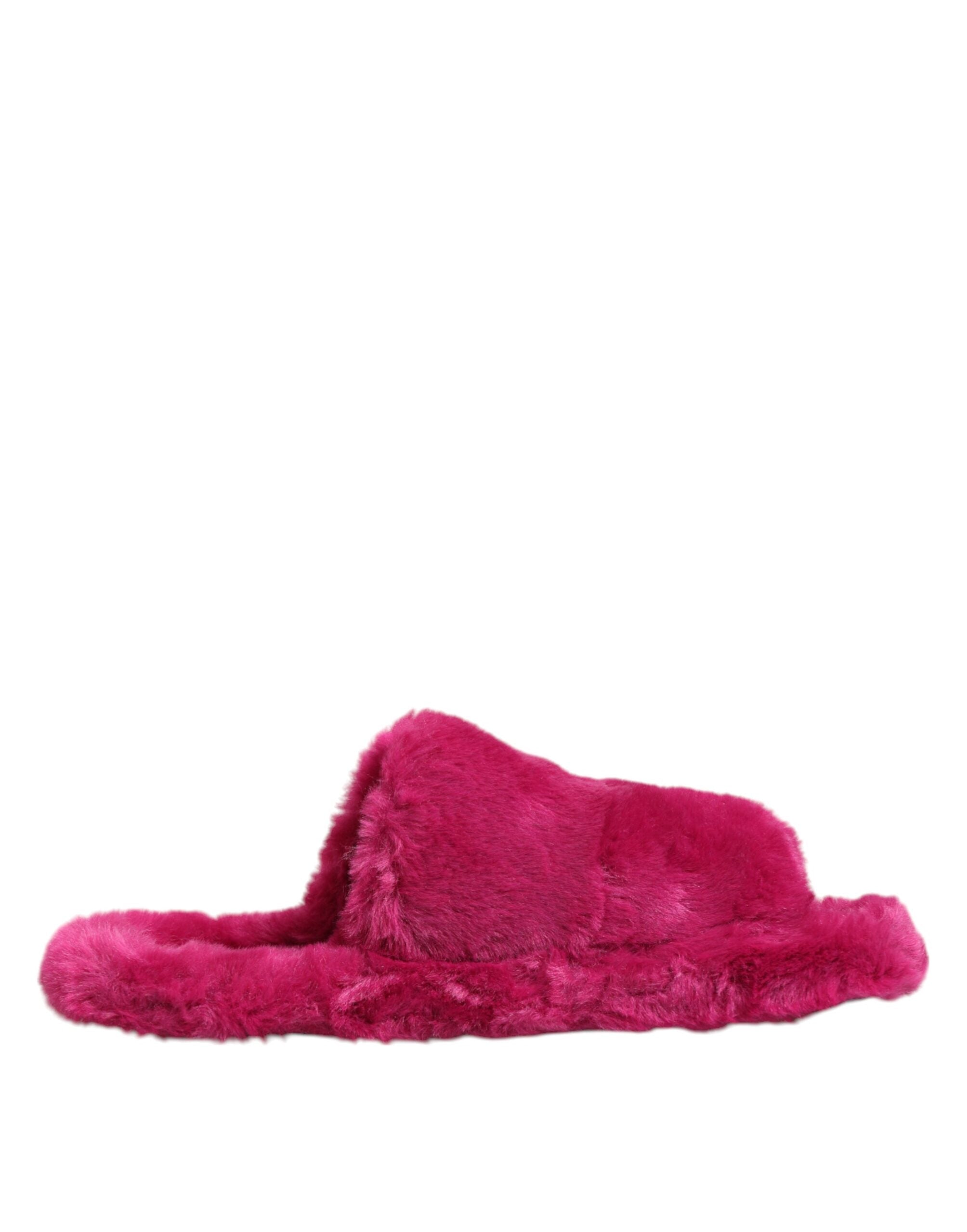 Dolce & Gabbana Pinke Acryl-Faux-Fur Herrenflats Sandalen Schuhe