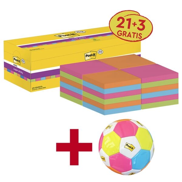 Post-it Super Sticky Haftnotizblock »Notes« 76 x 76 mm, 24 Stück inkl. Fußball »Post-it® und Scotch®« orange