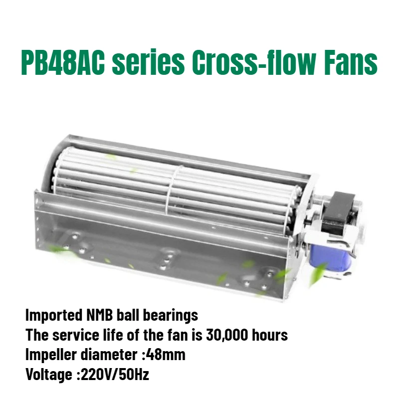 AC220V PB48mm Querflussventilator für elektrischen Kamin, Ofen, Abluftventilator, Kugellager, bürstenloser Motor, Ventilator, Querflussventilator