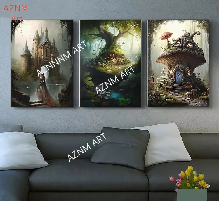 Gartenfeen, wunderschönes Feen-Poster mit verzauberter Waldgeschichte, Kunstdruck, Wandkunst, Bilder, Leinwandgemälde, Mädchenzimmer, Heimdekoration Image