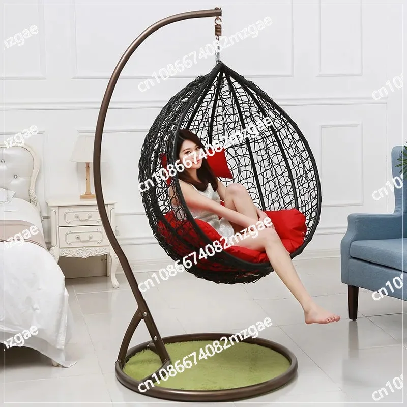 Hängender Korbsessel für den Innen- und Außenbereich: Garten-B&B-Freizeitschaukel, handgeflochtener Rattan-Wiegenstuhl für Balkon und Hof