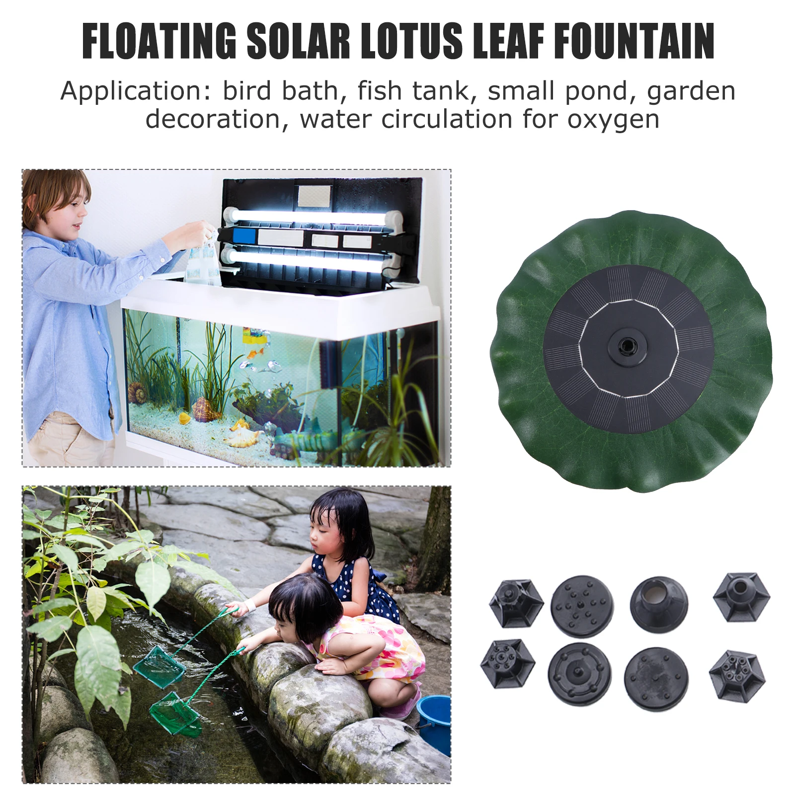 Lotusblattförmige Solar-Springbrunnen-Wasserpumpe für Gartenteiche, schwimmende Solar-Dekoration As180-0814b – Umweltfreundlich