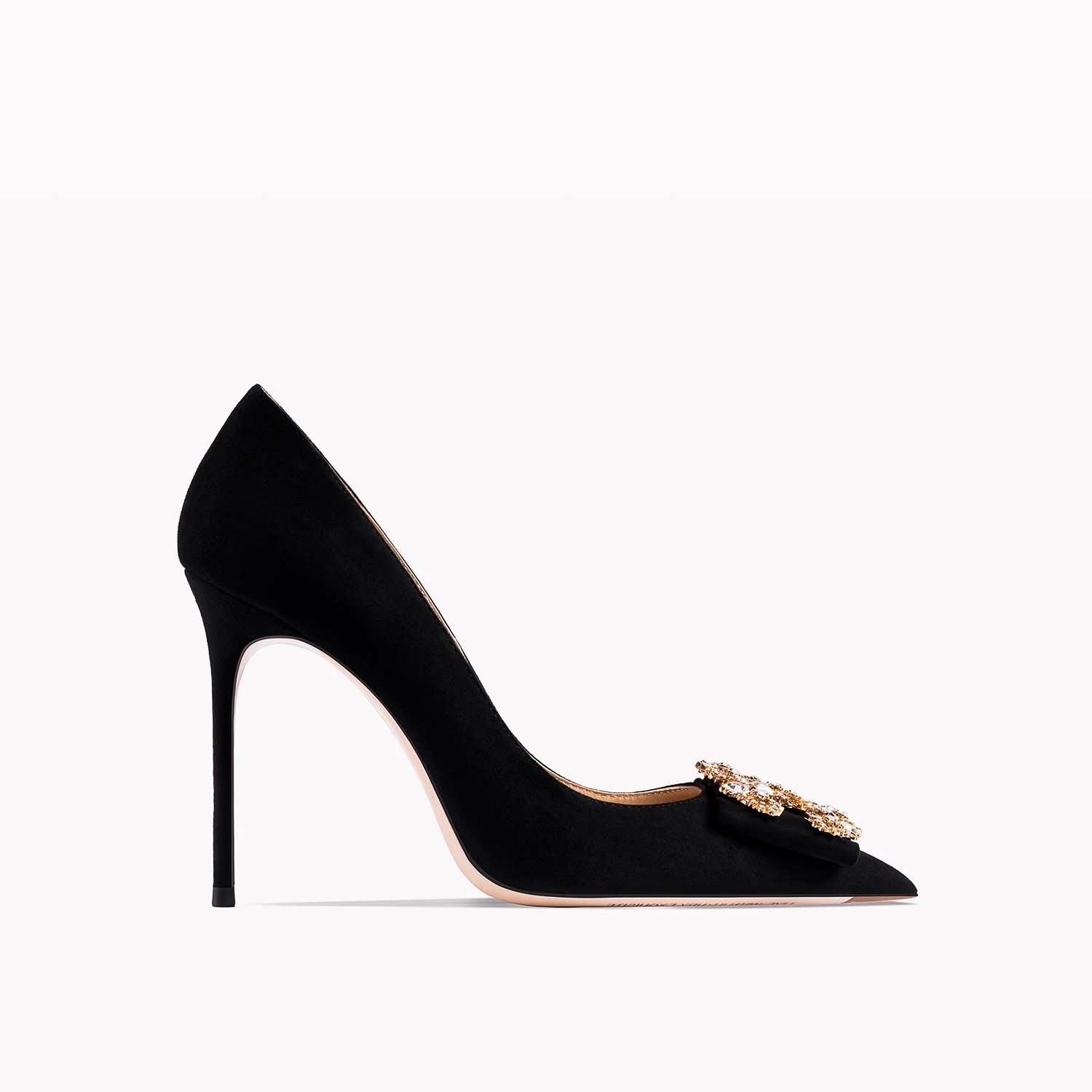 Herbst spitze Wildleder Perle Strass Schnalle einzelne Schuhe dünne High Heel Bankett große Größe kleine Größe niedrige Absätze Damenschuhe