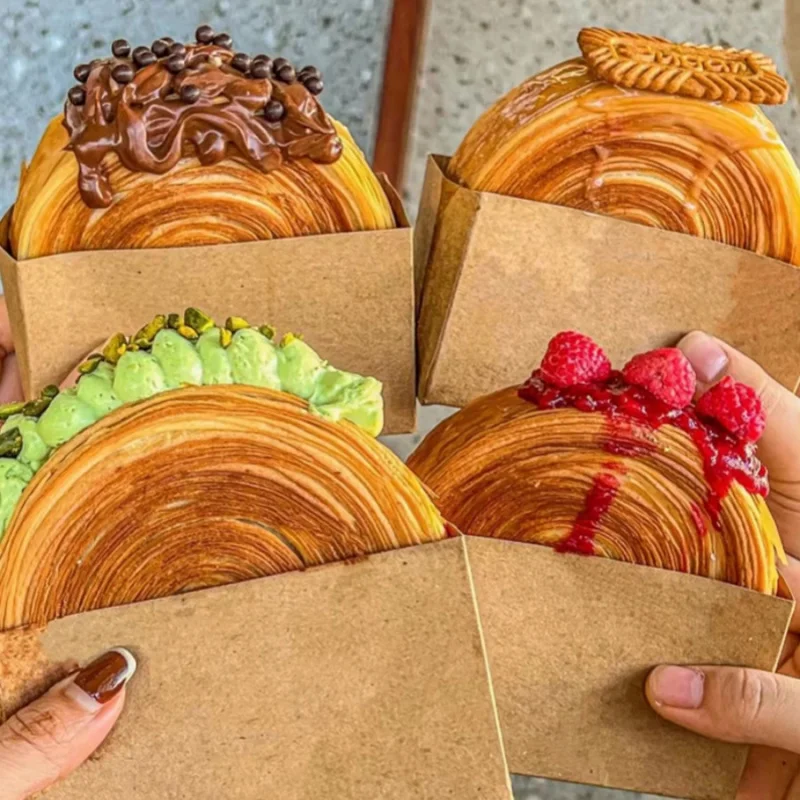 5 stücke/10 stückeKesong Verpackung Box Brot Papier Tassen Verpackung Lunch Box Französisch Frites Hamburger Sandwich Pfannkuchen Backen kraft Papier Packi Image
