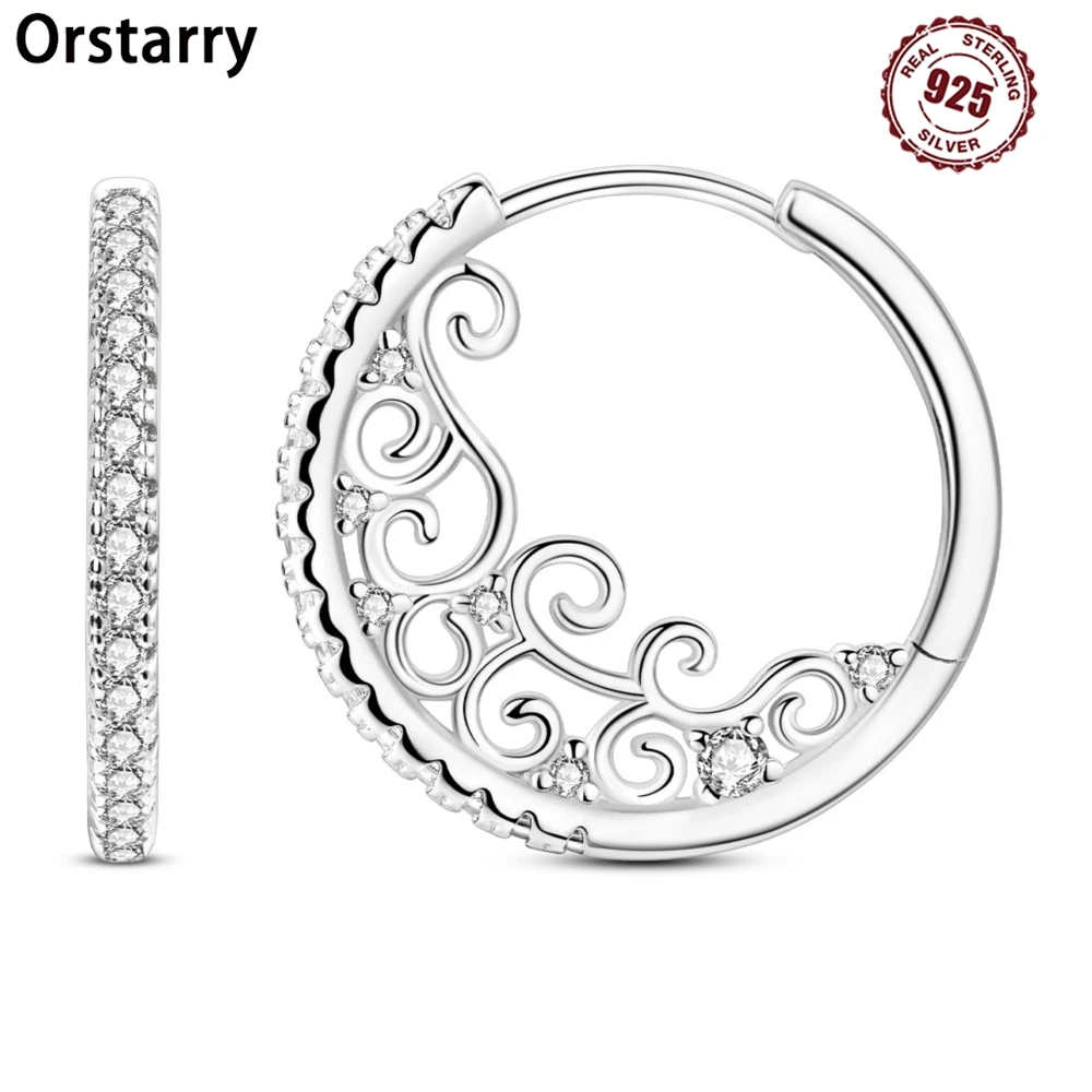 Orstarry S925 Sterling Silber Vintage Gemusterte Stein Intarsien Ohrringe Creolen Für Frauen Schmuck Original Party Trendy Geschenk