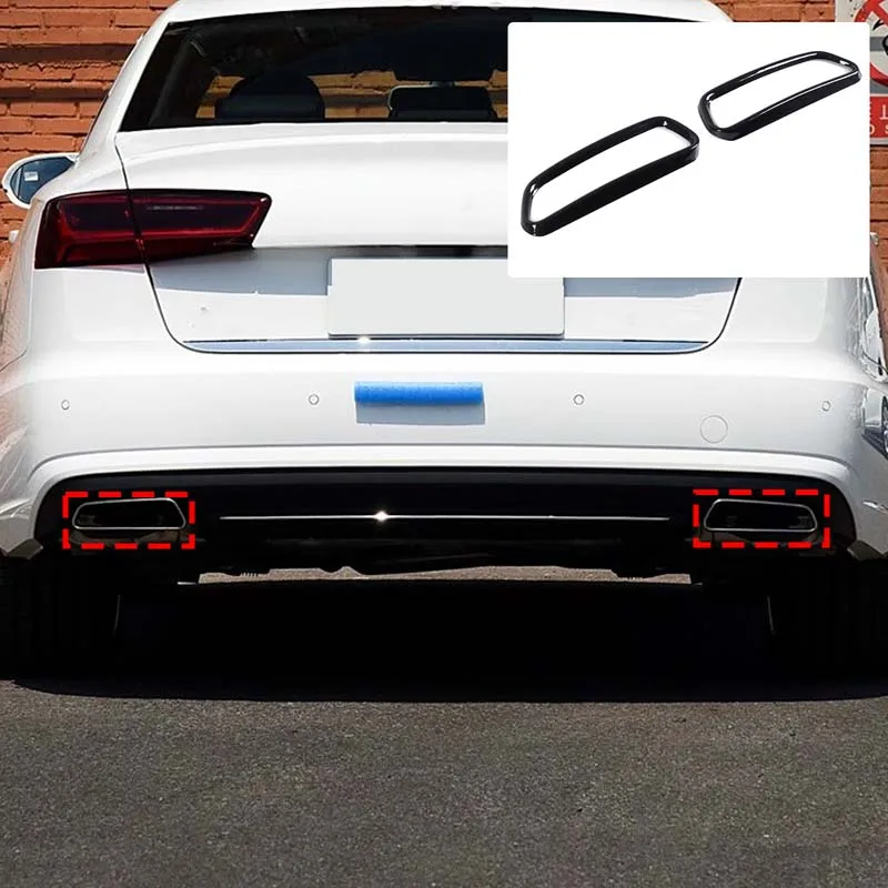 Für Audi A6 2016-2018 Edelstahl Auto Schwanz Throat Dekor Rahmen Auspuffrohr Trim Abdeckungen Auto Außen Zubehör Image