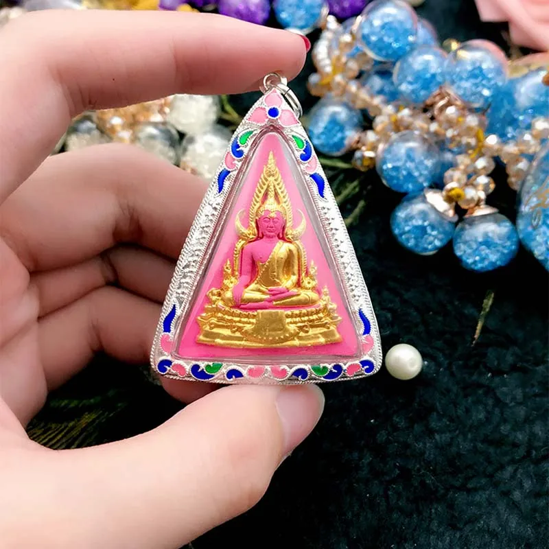 2023 Asien Thailand Frau Mädchen viel Glück Erfolg Buddha Tempel Silber Amulett segne sicher gesund alle kraftvollen Talisman