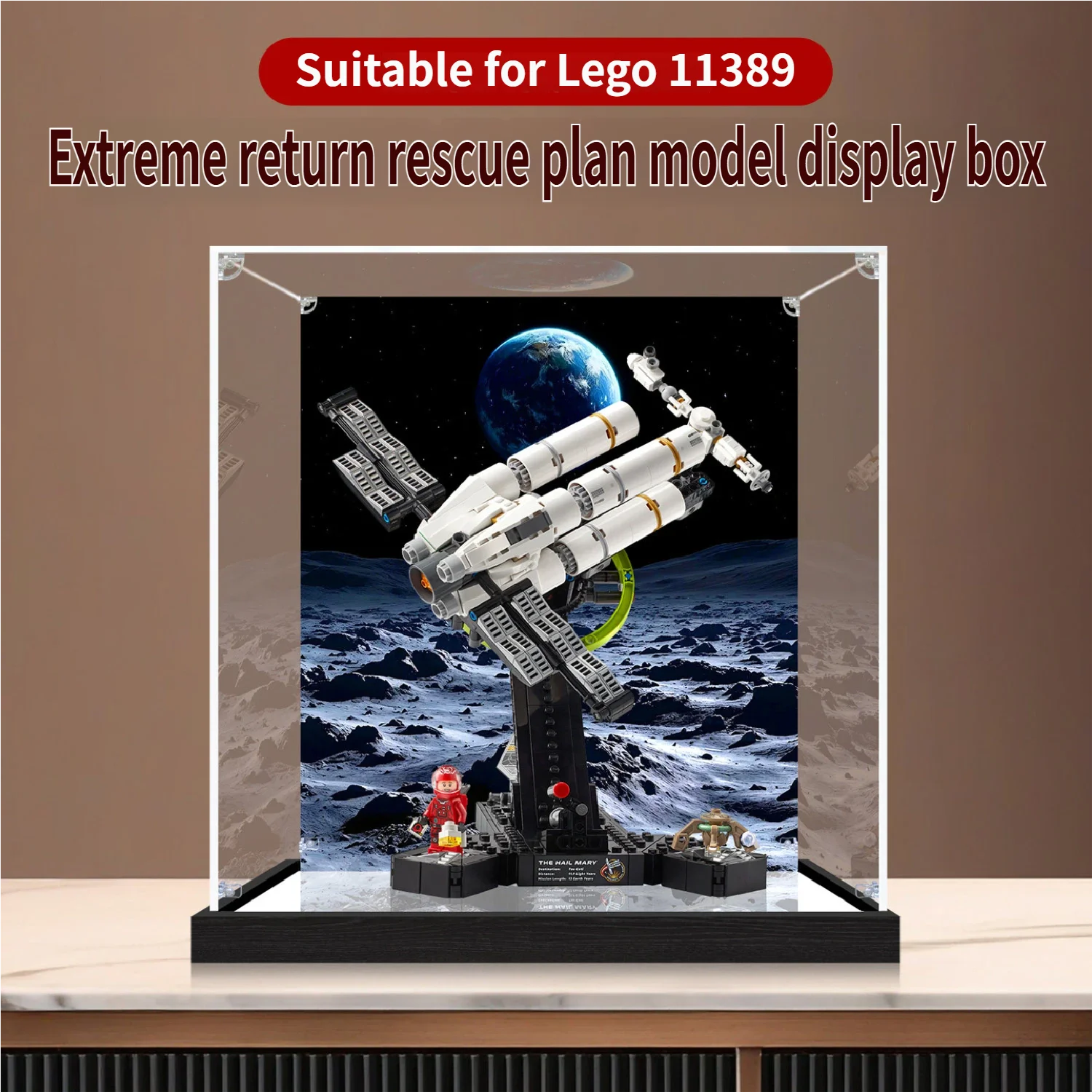 Acryl-Vitrine für Lego 11389 Extreme Return and Rescue Plan, Transparente Staubdichte Ausstellungsbox Kompatibel mit Lego 11389-Modellnummer