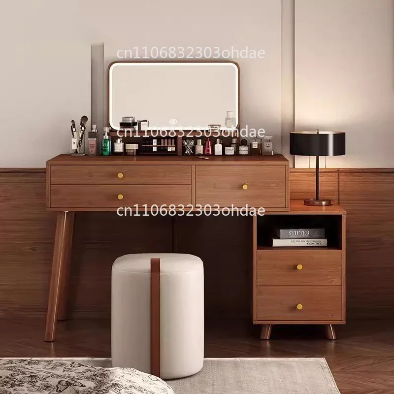 Holz-Schminktisch Holzregal Frisiertisch mit Stauraum Vintage Schlafzimmer Schminktisch Stuhl Schrank Kommode fürs Schlafzimmer Wohnmöbel
