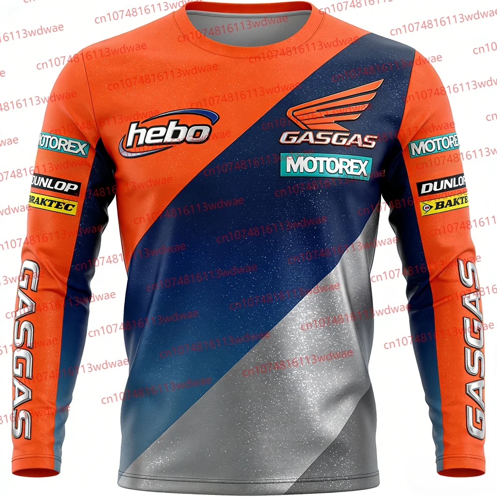 GASGAS Motorradbekleidung Herren Langarm Moto T-Shirt Schnelltrocknend Atmungsaktives Jersey Outdoor Sport Jersey Streetwear Sommer T-Shirt Image